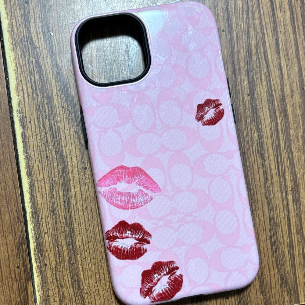 IPhone 14 Coach Pink Lip Print Case